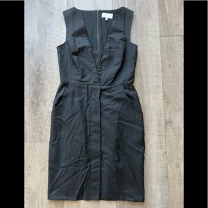 Adam Lippes V-Neck Wool/Cashmere Dress in Black